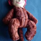 Vintage Monkey 13" Brown Plush Stuffed Animal Figure Plastic Face