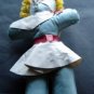 Vintage Childs Blue Vinyl Doll with Blond Yarn Hair 13" Tall