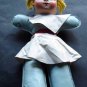 Vintage Childs Blue Vinyl Doll with Blond Yarn Hair 13" Tall