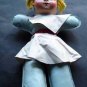 Vintage Childs Blue Vinyl Doll with Blond Yarn Hair 13" Tall