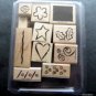 Stampin' Up! Rubber Stamps Mounted Bold Basics Set of 11 MIP Scrapbooking