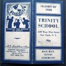 1940 Baseball Tennis Spalding Schedules Trinity School NY City VG