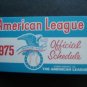 1975 American League Official Schedule Booklet
