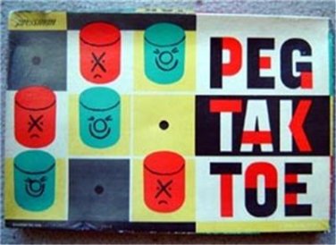 Vintage Peg Tak Toe Game by Pressman Wood Pegs