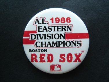 1986 A. L. Eastern Division Champions Boston Red Sox Pin 3" Diameter