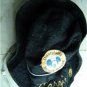 Vintage Disneyland Mickey Mouse Black Cloth Hat w Cord Size L Embroidered Name