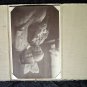 Antique Photo & Holder Children Boy & Girl Sitting w/ Stuffed Rabbit Possible EX