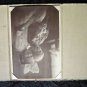 Antique Photo & Holder Children Boy & Girl Sitting w/ Stuffed Rabbit Possible EX