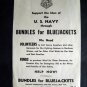 U S Navy WWII 1940s ~ BUNDLES for BLUEJACKETS ~ Flyer Nat Hqtrs 5th Ave New York