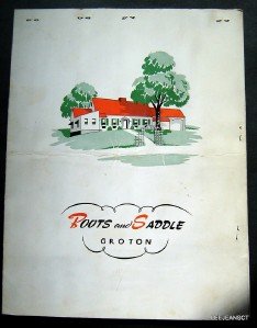 Circa 1950s Roots & Saddle Menu Historic Groton,  Mass