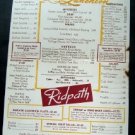 July 9, 1954 King Cole Room ~ Ridpath Luncheon Menu ~ Boston Mass or Area