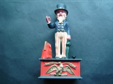 Uncle Sam Patriotic Plastic Mechanical Bank