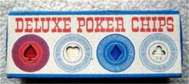 Vintage Deluxe Plastic Poker Chips 100 in Original Box