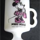 Vintage Disney Minnie Mouse White Glass Footed Cup Mug 4 3/4" Tall
