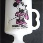 Vintage Disney Minnie Mouse White Glass Footed Cup Mug 4 3/4" Tall