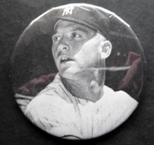 Mickey Mantle New York Yankees Black and White Photo Pin 3"