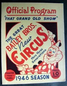 1946 The Great Bailey Bros New Circus Official Program Clown Cover Excellent