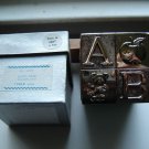 1950s - 60s Leonard Towel Silverplated ABC Block Coin Bank  Japan w/ box