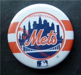 Vintage 1986 New York Mets Skyline Baseball PIN Soundaround 3" Diameter