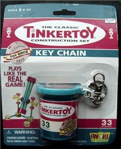 Tinker Toy Key Chain 2001 Hasbro Sealed on Card 33 Pieces Construction Set