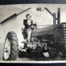 Vintage Real Photo of a Woman Driving a Tractor on a Farm in Connecticut