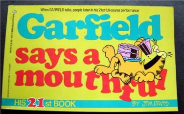 Garfield Says a Mouthful Book by Jim Davis 21st Book 1991 Ballantine