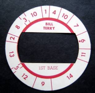 Cadaco All-Star Baseball Game Disk Bill Terry 1st Base