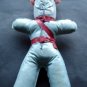 Vintage Childs Blue Vinyl Doll with Red Yarn Hair 13" Tall