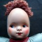 Vintage Childs Blue Vinyl Doll with Red Yarn Hair 13" Tall