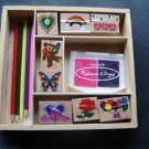 Melissa & Doug Friendship Stamp Set 9 Wooden Stamps 2 Pads 5 Colored Pencils