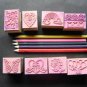Melissa & Doug Friendship Stamp Set 9 Wooden Stamps 2 Pads 5 Colored Pencils