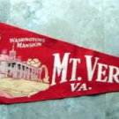 Vintage Mt Vernon Washington's Mansion Souvenir Red Pennant 12" x 29"