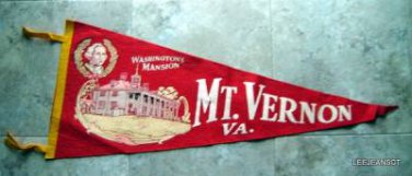 Vintage Mt Vernon Washington's Mansion Souvenir Red Pennant 12" x 29"