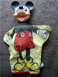 Vintage MICKEY MOUSE Hand Puppet Walt Disney Character Prod Yellow