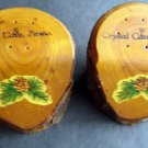 Vintage Salt and Pepper Shakers WOOD Crystal Cave Pennsylvania 2 1/4" Diameter