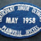 May 1958 Participant Junior Olympics Plainville Ct Jaycees Oval Felt Cloth Patch