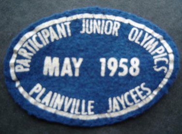 May 1958 Participant Junior Olympics Plainville Ct Jaycees Oval Felt Cloth Patch