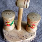 Vintage Salt & Pepper Shakers Wood Roosters on Base Made in USA