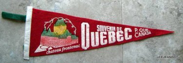 Vintage Chateau Frontenac Quebec City Canada Souvenir Red Pennant 20" x 7"