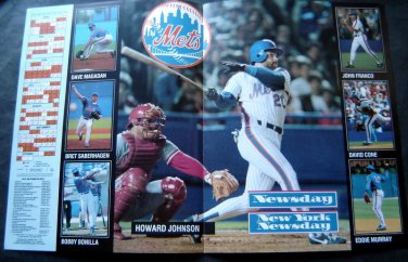 1992 Newsday New York Mets Schedule and Poster Insert Baseball Howard Johnson