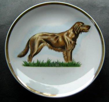 Golden Retriever Plate 7" Diameter Gold Border Made in Japan