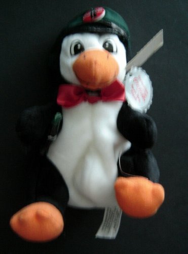 COCA COLA  Black and White PENGUIN in Delivery Cap # 0108 Bean Bag Plush 1997