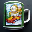 Garfield Sleding Green with Trees Ceramic Mug Cup 3 1/2" Tall