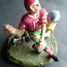 Ceramic Football Players Figurine Statue on Green Base 4 1/2" Tall