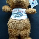 Plush Brown Fuzzy Bear Baseball in 2004 World Series Red Sox Shirt