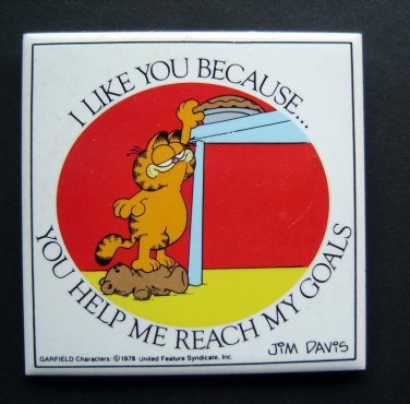 Garfield the Cat Tile Plaque Reach My Goals Jim Davis by Enesco 4 1/4" Sq