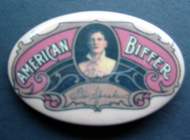 TRIS SPEAKER American Biffer Advertising Repro Baseball PIN 2 3/4" Oval