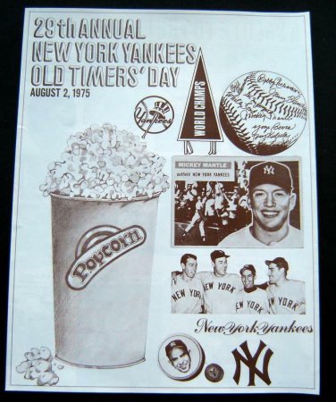 29th Annual New York Yankees OLD TIMERS Day Game August 2, 1975 Mantle Stengel