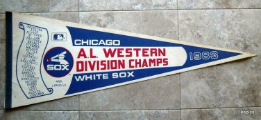 Chicago White Sox A L Western Division Champs Baseball Pennant Full Size 1983