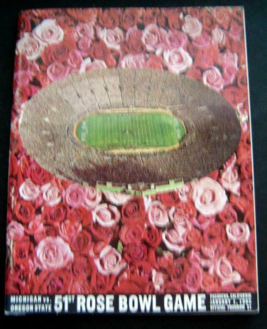 51st ROSE BOWL GAME PROGRAM Jan 1 1965 Michigan vs Oregon State Pasadena Ca
